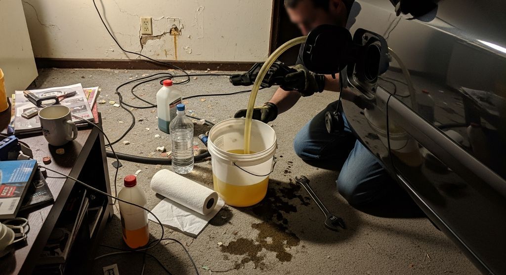 Extracción de gasolina en depósito diésel en Guadarrama Extracción de gasolina en depósito diésel en Guadarrama